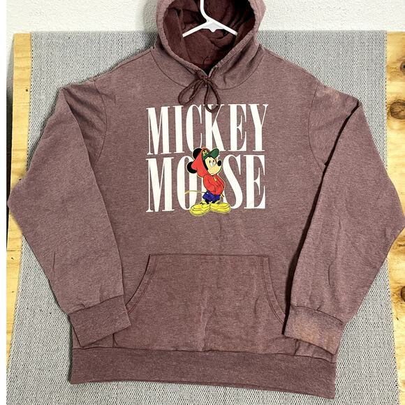 Disney Mickey Mouse Hoodie Womens XL Dusty Rose Pullover Spell Out Large Mickey - Picture 2 of 15